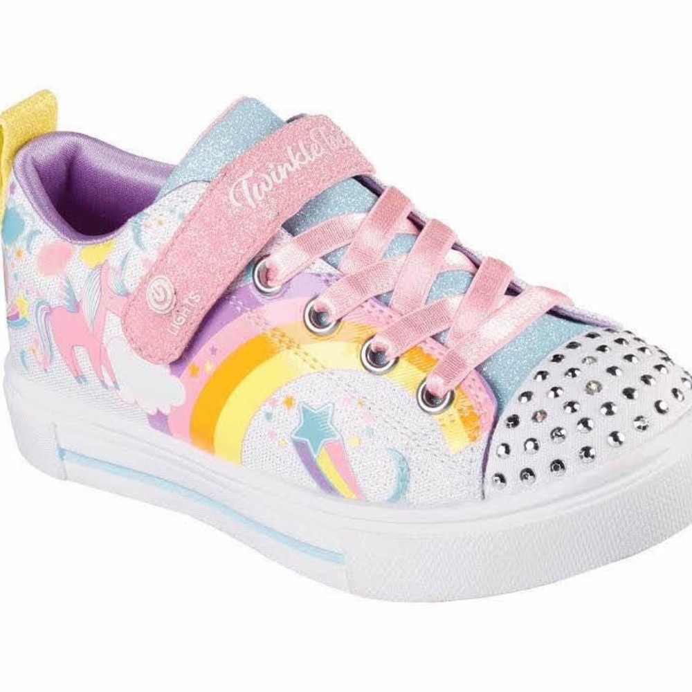 BRAND NEW girl skechers unicorn velcro lightup toes shoes size 2.5Y & 3Y